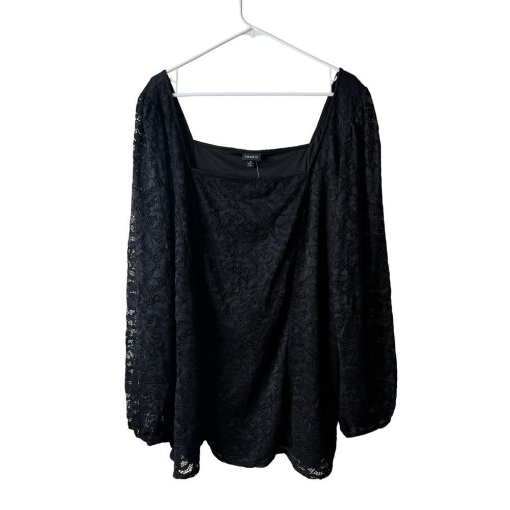 Torrid Black Lace Witchycore Goth Square Neck Long Sleeve Blouse NWT